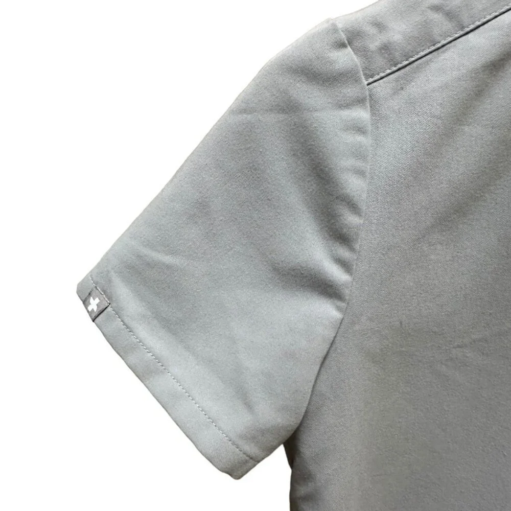 FIGS Technical Collection Scrub Top Short Sleeve‎ Pocket Gray Womens Size XXS